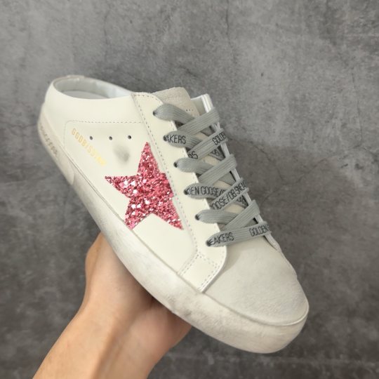 Golden Goose Pink Glitter Star Low-Top Sneakers
