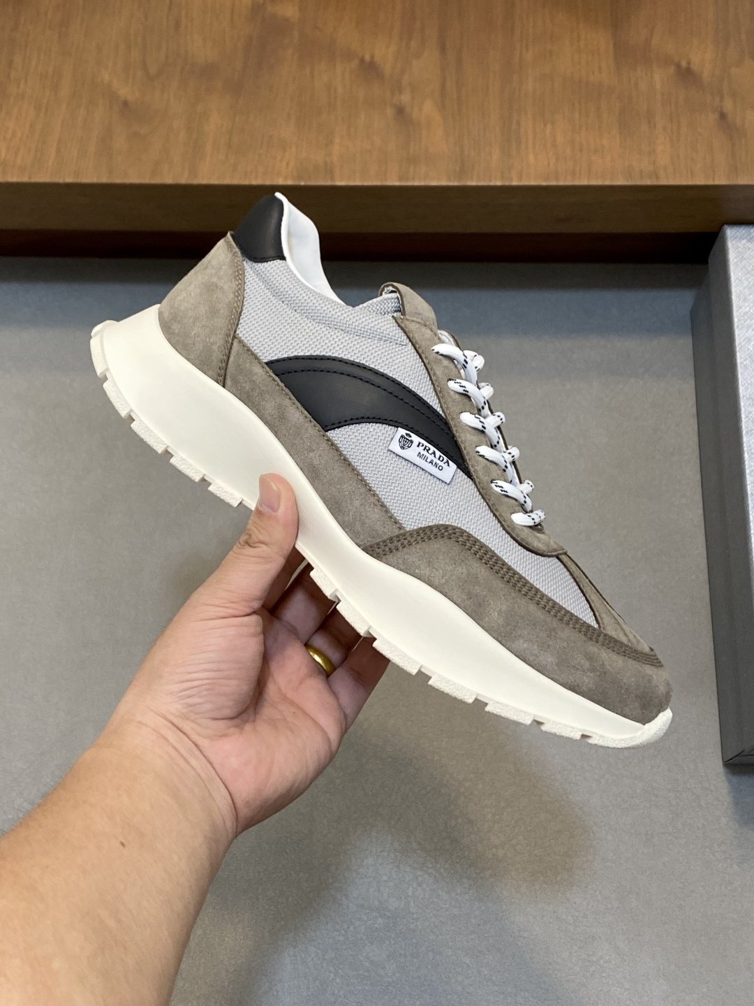 Prada Men's Color-Block Low-Top Sneakers
