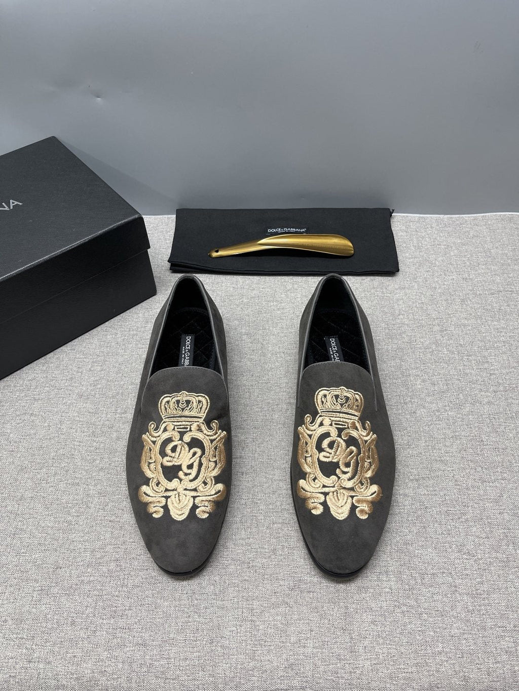 Dolce & Gabbana Men's Crown Embroidered Loafers
