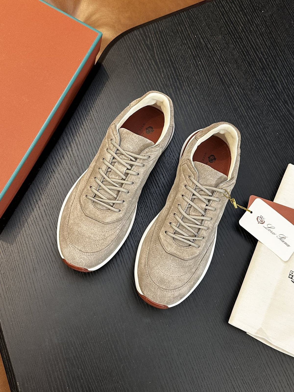Loro Piana Taupe-Gray Low-Top Sneakers