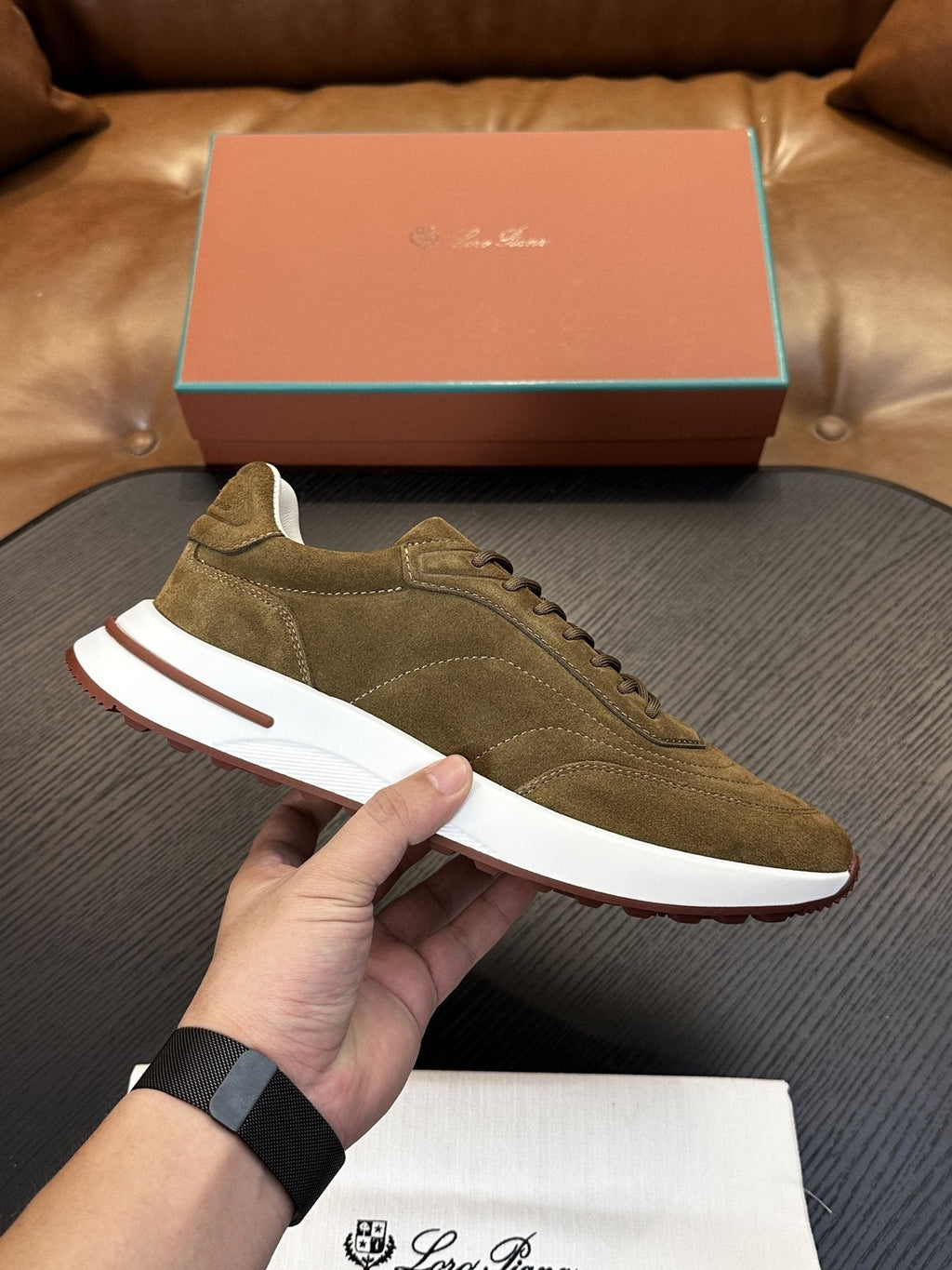 Loro Piana Gray and Charcoal Low-Top Sneakers