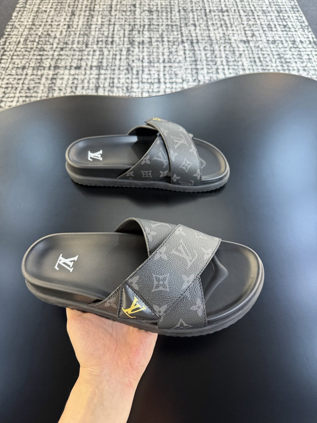 Louis Vuitton Monogram Cross-Strap Slide Sandals - Crossover Strap Design