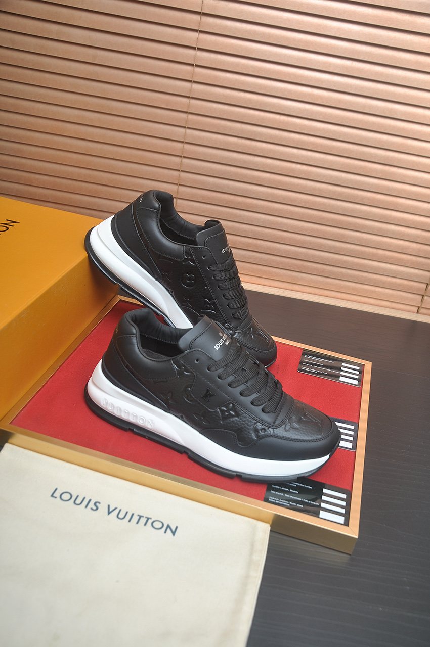 Louis Vuitton Black and White Low-Top Sneakers - Dark Treaded Outsole