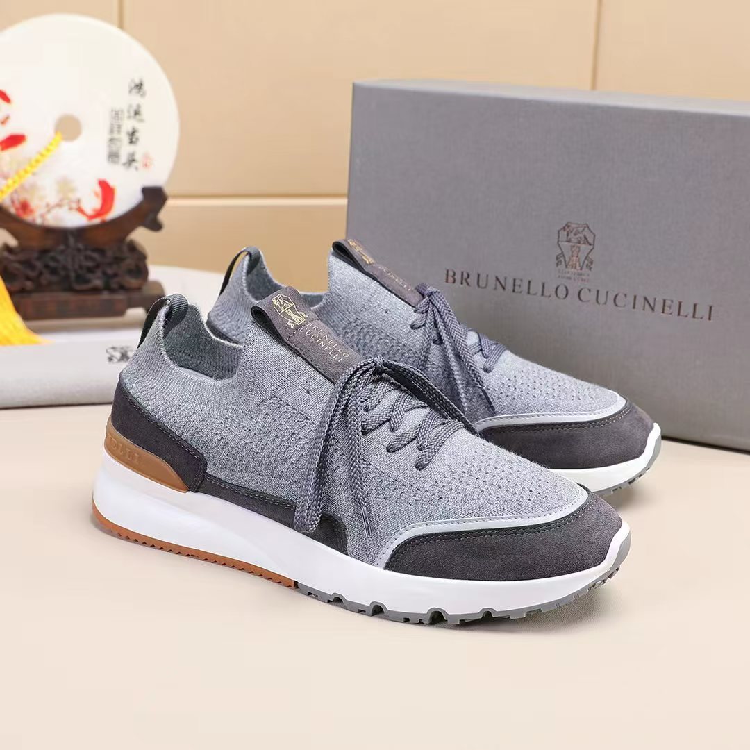 Brunello Cucinelli Knit Lace-Up Sneakers