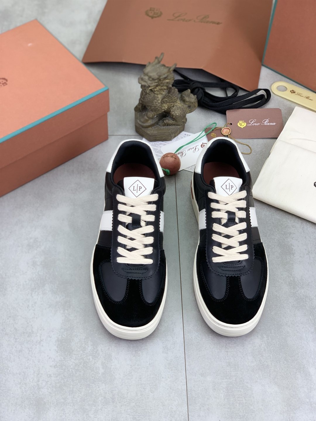 Loro Piana Contrast Stripe Low-Top Sneakers