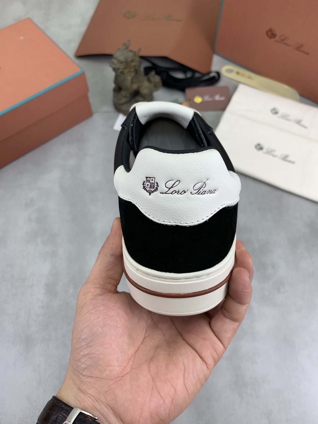 Loro Piana Contrast Stripe Low-Top Sneakers