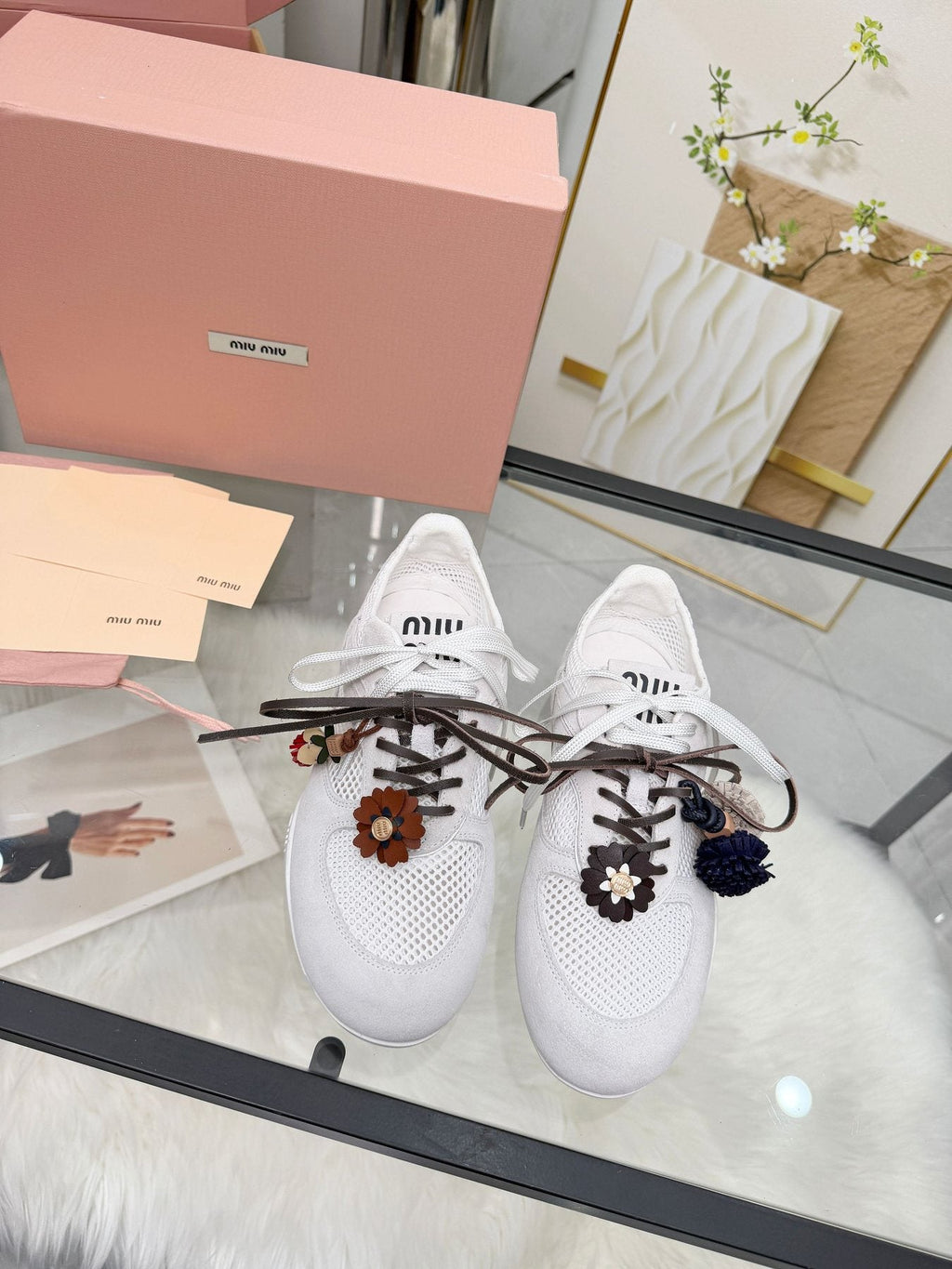 Miu Miu Floral Charm Sneakers