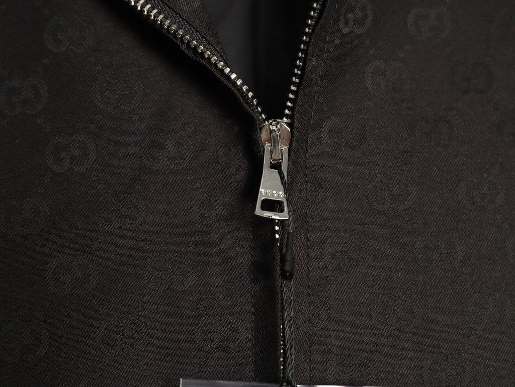 Gucci GG Pattern Zip-Up Jacket - Dark Brown