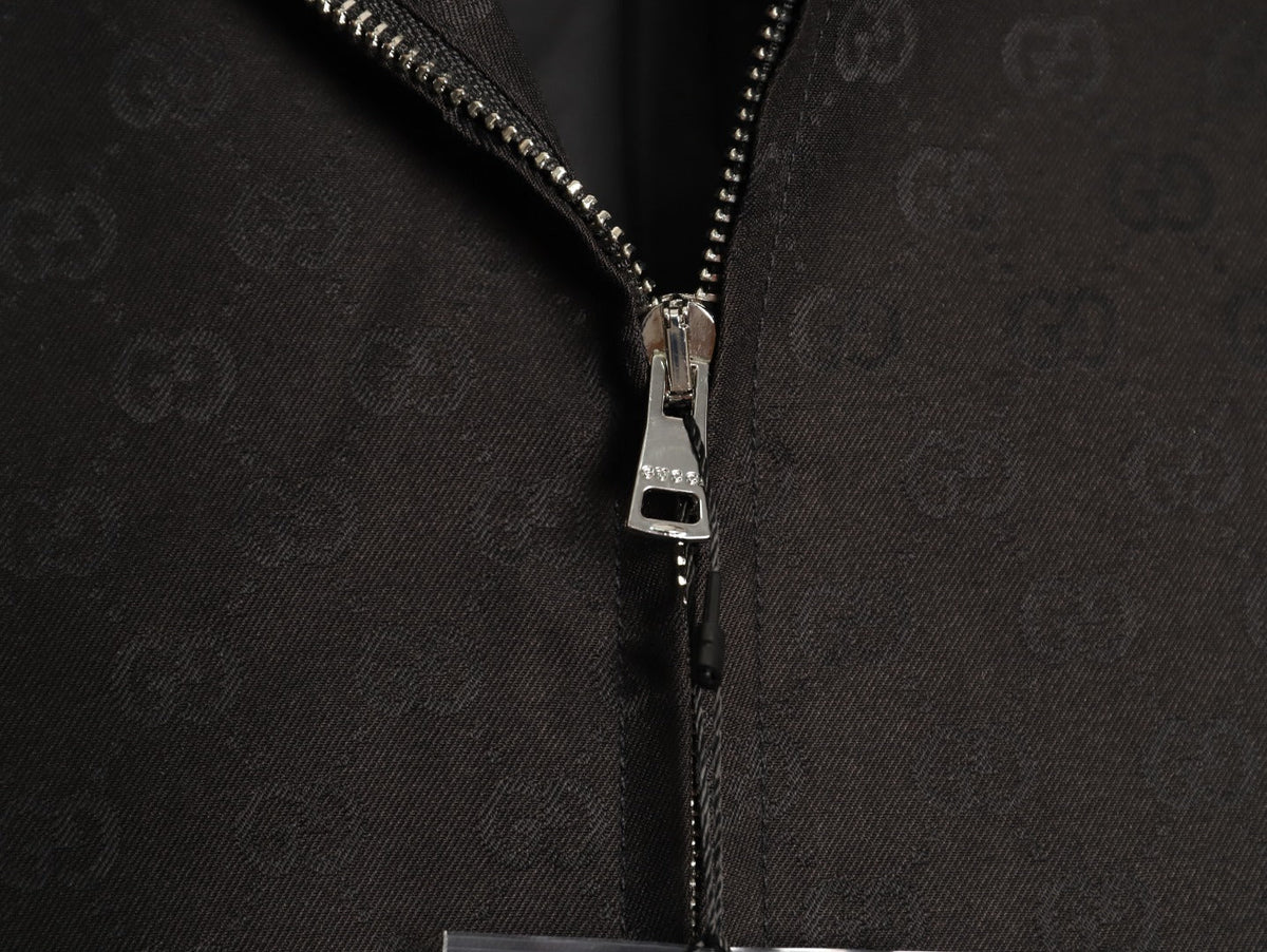 Gucci GG Pattern Zip-Up Jacket - Dark Brown