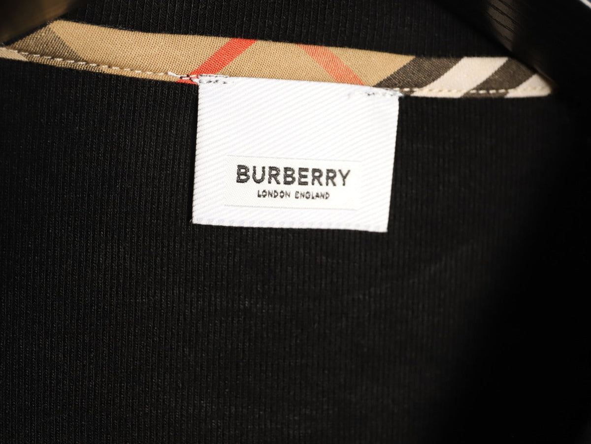 Burberry Equestrian-Detail Check Elbow-Patch Long-Sleeve Top - Black